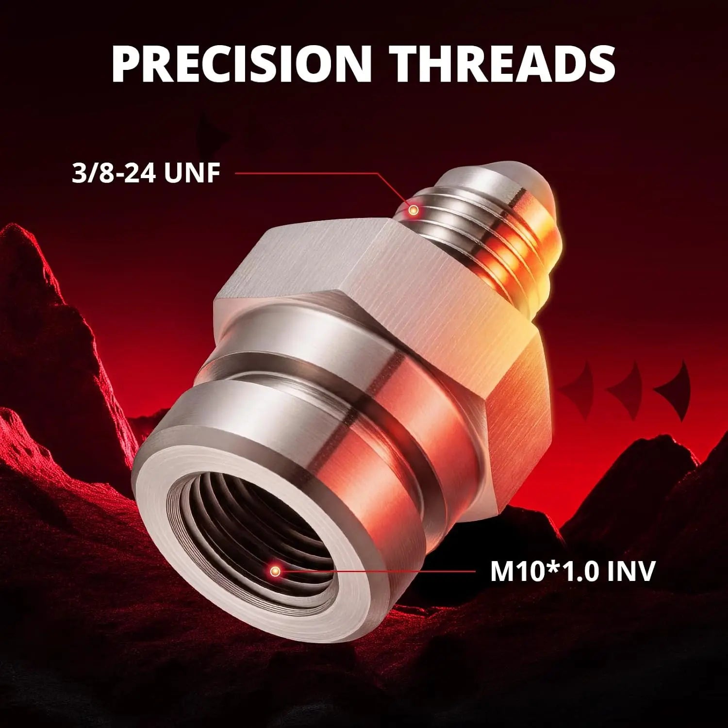 [3AN to M10x1.0 Inverted]EVILENERGY EVIL ENERGY 3AN Male to M10x1.0 Metric Inverted Female Flare Thread Fitting Adapter Straight Silver 1PCS