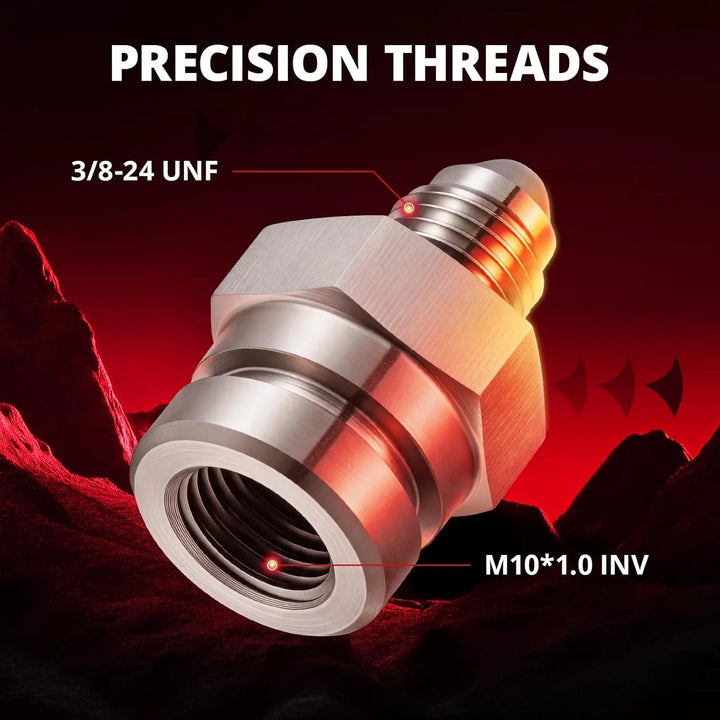 [3AN to M10x1.0 Inverted]EVILENERGY EVIL ENERGY 3AN Male to M10x1.0 Metric Inverted Female Flare Thread Fitting Adapter Straight Silver 1PCS