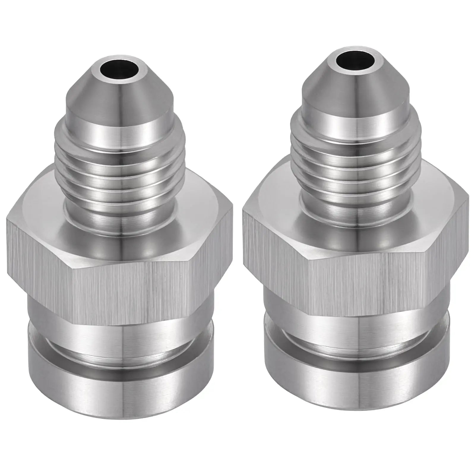 [2pcs]EVILENERGY EVIL ENERGY 3AN Male to M10x1.0 Metric Inverted Female Flare Thread Fitting Adapter Straight Silver 1PCS