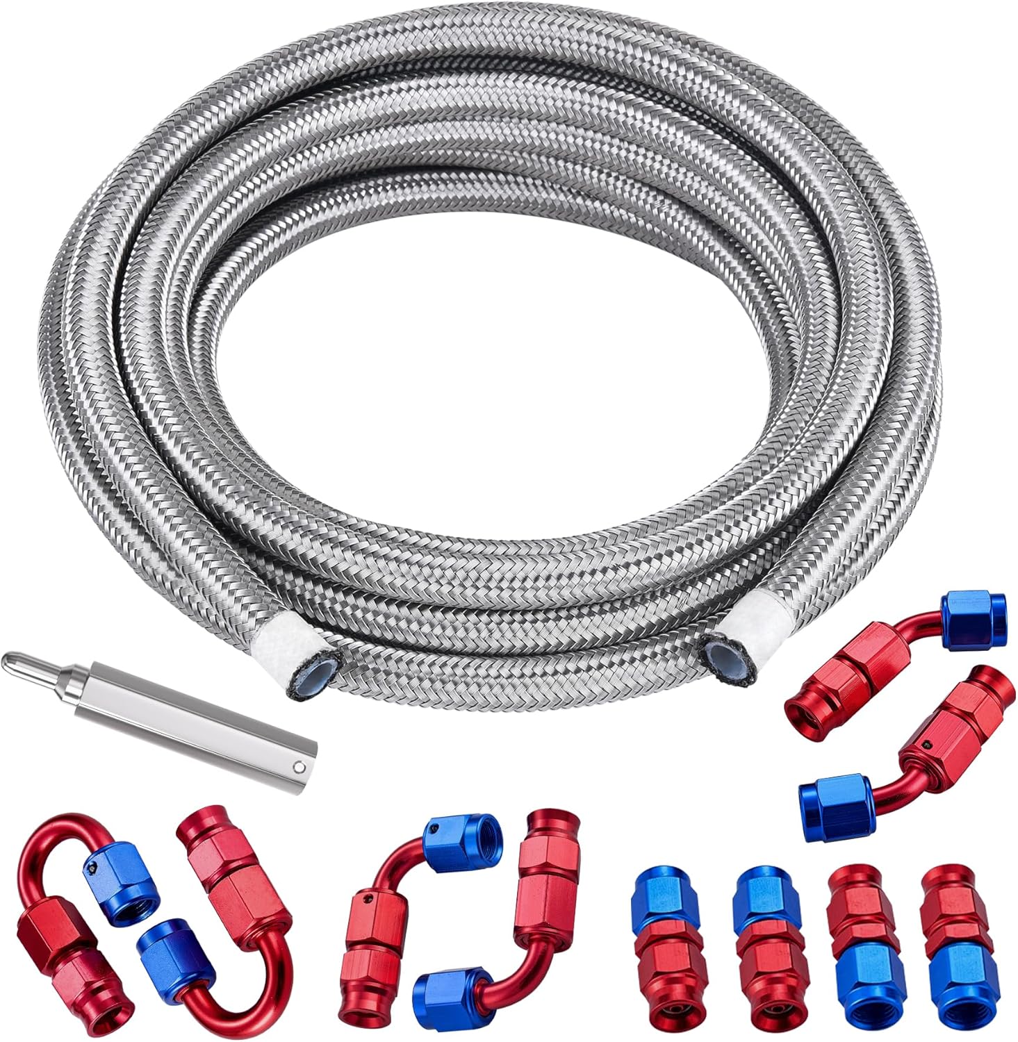 EVIL ENERGY 3AN PTFE Fuel Line Kit 20FT, AN3 E85 Stainless Steel Braided