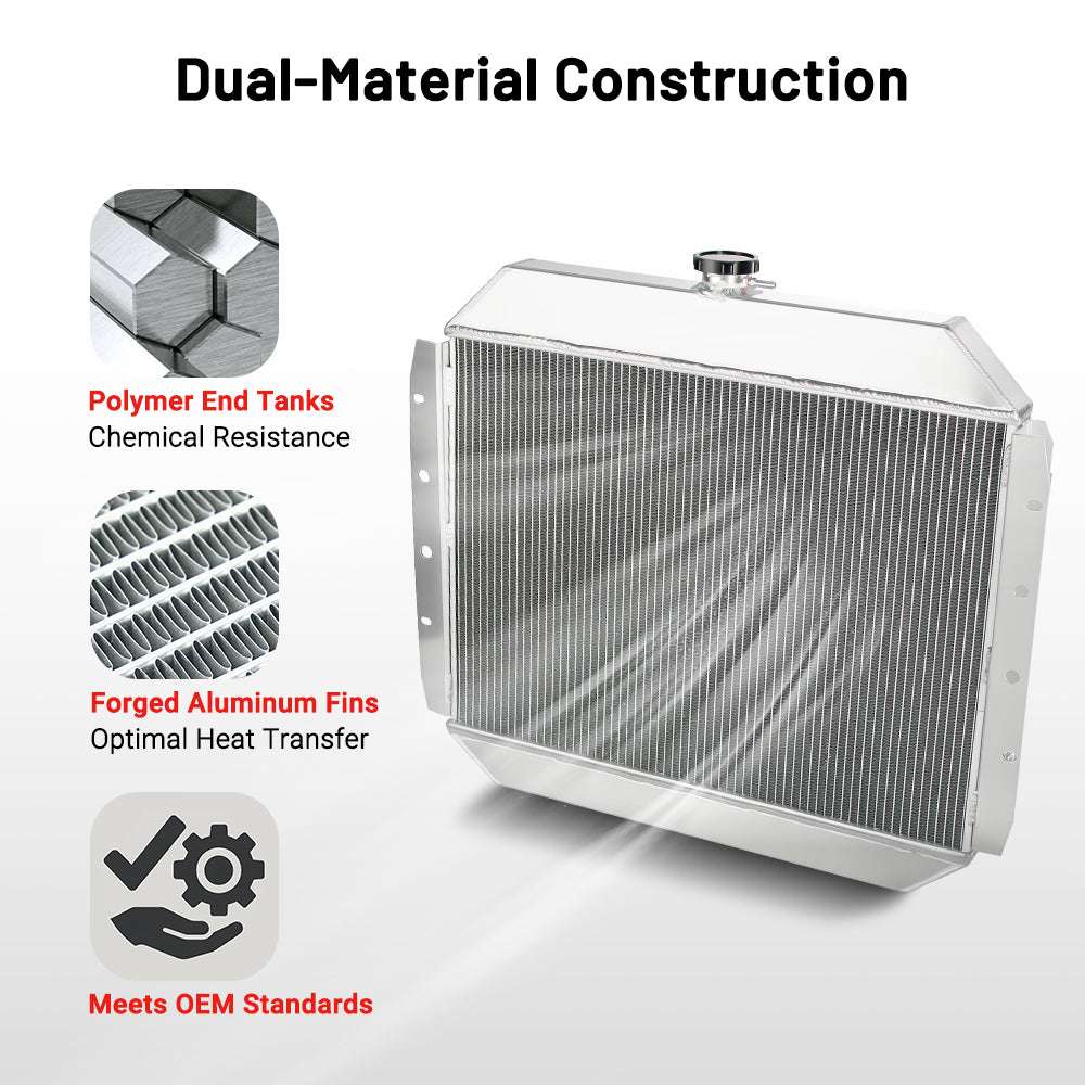 EVIL ENERGY 3Row-44mm Performance Aluminum Radiator Fit for Ford F-100/F-250, Ford Bronco 1966 - 1979 2.8L - 7.5L