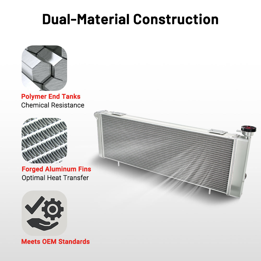 EVIL ENERGY 3-Row Aluminum Radiator Construction – Polymer Tanks, Forged Aluminum Fins, Meets OEM Standards