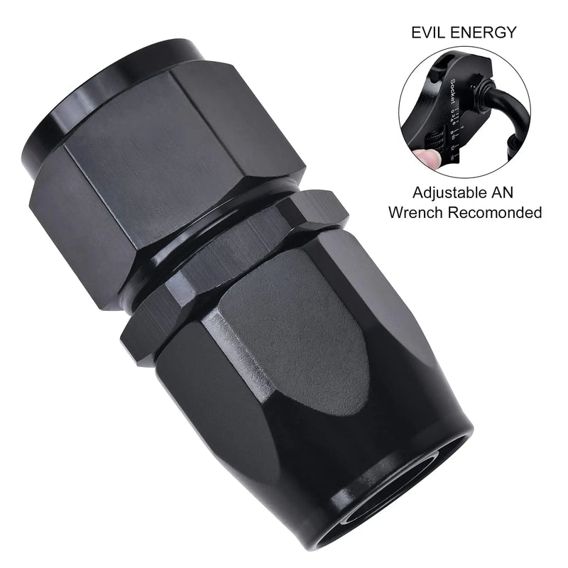 Evilenergy EVIL ENERGY 4/6/8/10/12AN Hose End Fitting Straight Swivel Aluminum Black