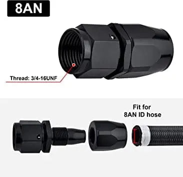 Evilenergy EVIL ENERGY 4/6/8/10/12AN Hose End Fitting Straight Swivel Aluminum Black