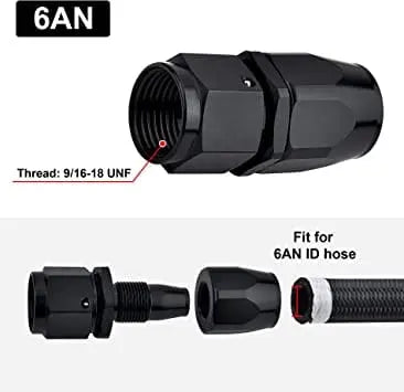 Evilenergy EVIL ENERGY 4/6/8/10/12AN Hose End Fitting Straight Swivel Aluminum Black