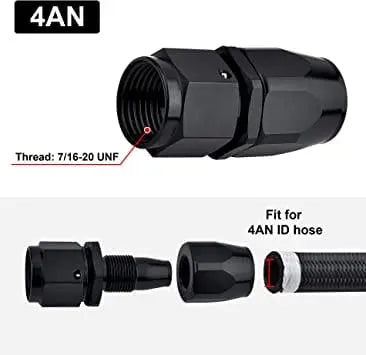 Evilenergy EVIL ENERGY 4/6/8/10/12AN Hose End Fitting Straight Swivel Aluminum Black