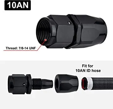 Evilenergy EVIL ENERGY 4/6/8/10/12AN Hose End Fitting Straight Swivel Aluminum Black