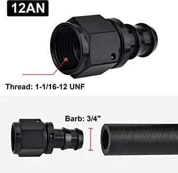 Evilenergy EVIL ENERGY 4/6/8/10/12AN Straight Push Lock Hose Fitting End Black