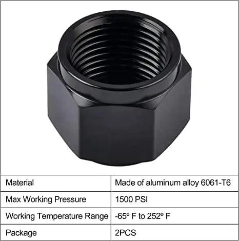 POSENG 6AN Female Flare Cap Block Off Fitting Plug Nut Adapter Black Anodized Aluminum