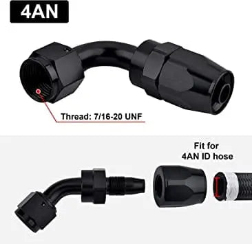 Evilenergy EVIL ENERGY 4/6/8/10AN Hose End Fitting 45 Degree Swivel Aluminum Black
