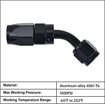 Evilenergy EVIL ENERGY 4/6/8/10AN Hose End Fitting 45 Degree Swivel Aluminum Black