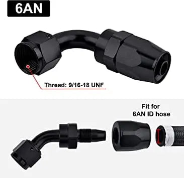 Evilenergy EVIL ENERGY 4/6/8/10AN Hose End Fitting 45 Degree Swivel Aluminum Black
