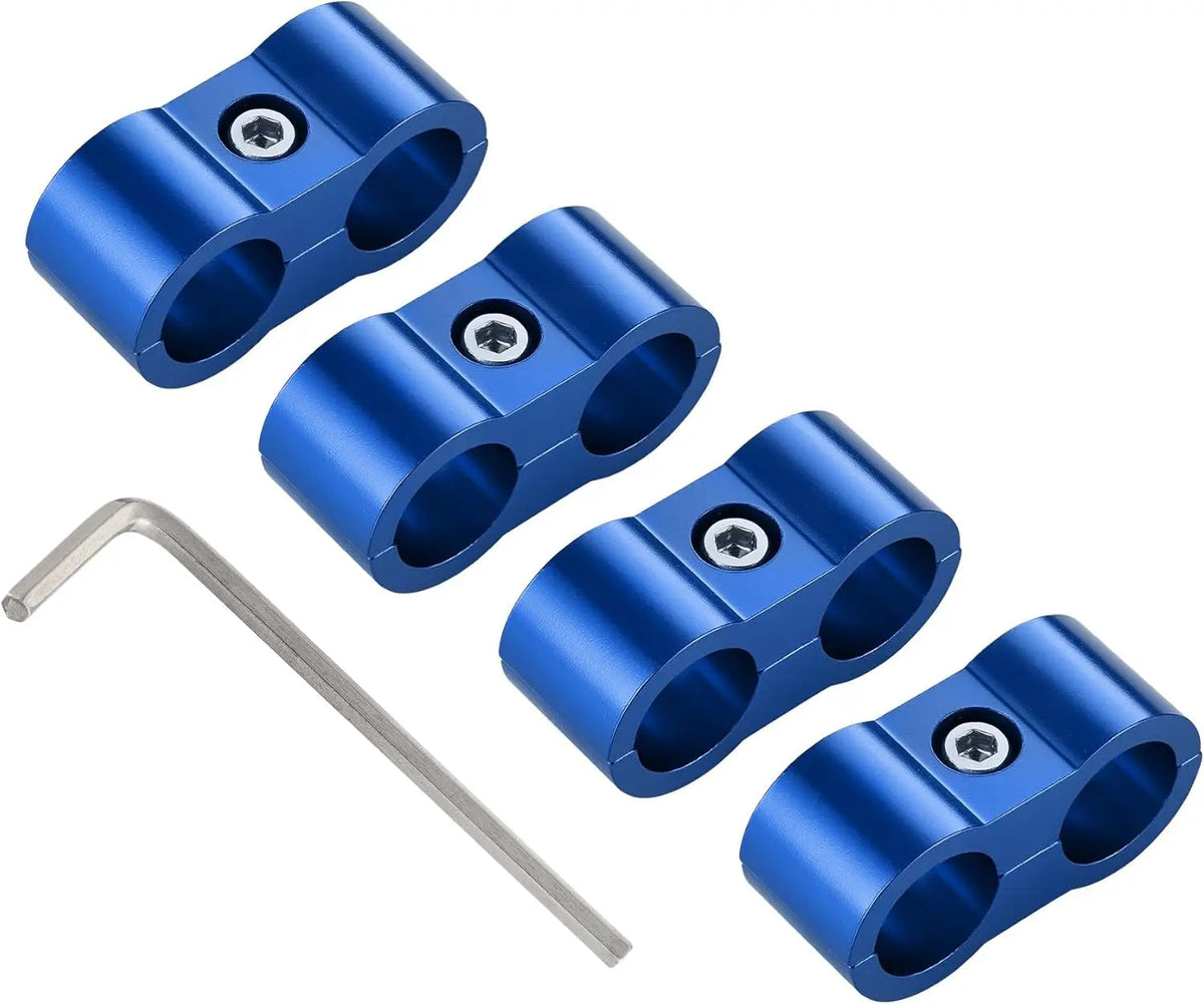 EVILENERGY EVIL ENERGY Hose Separator Clamp, Fuel Line Mounting Clamp Aluminum 4PCS (Blue, 4AN)