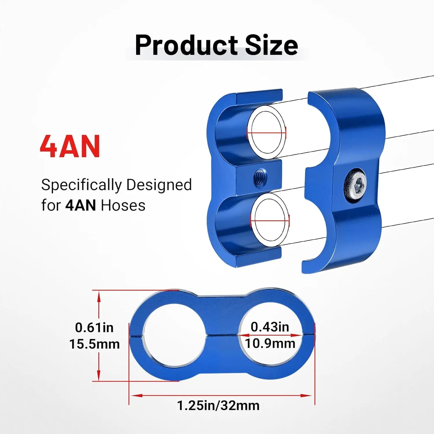 EVILENERGY EVIL ENERGY Hose Separator Clamp, Fuel Line Mounting Clamp Aluminum 4PCS (Blue, 4AN)