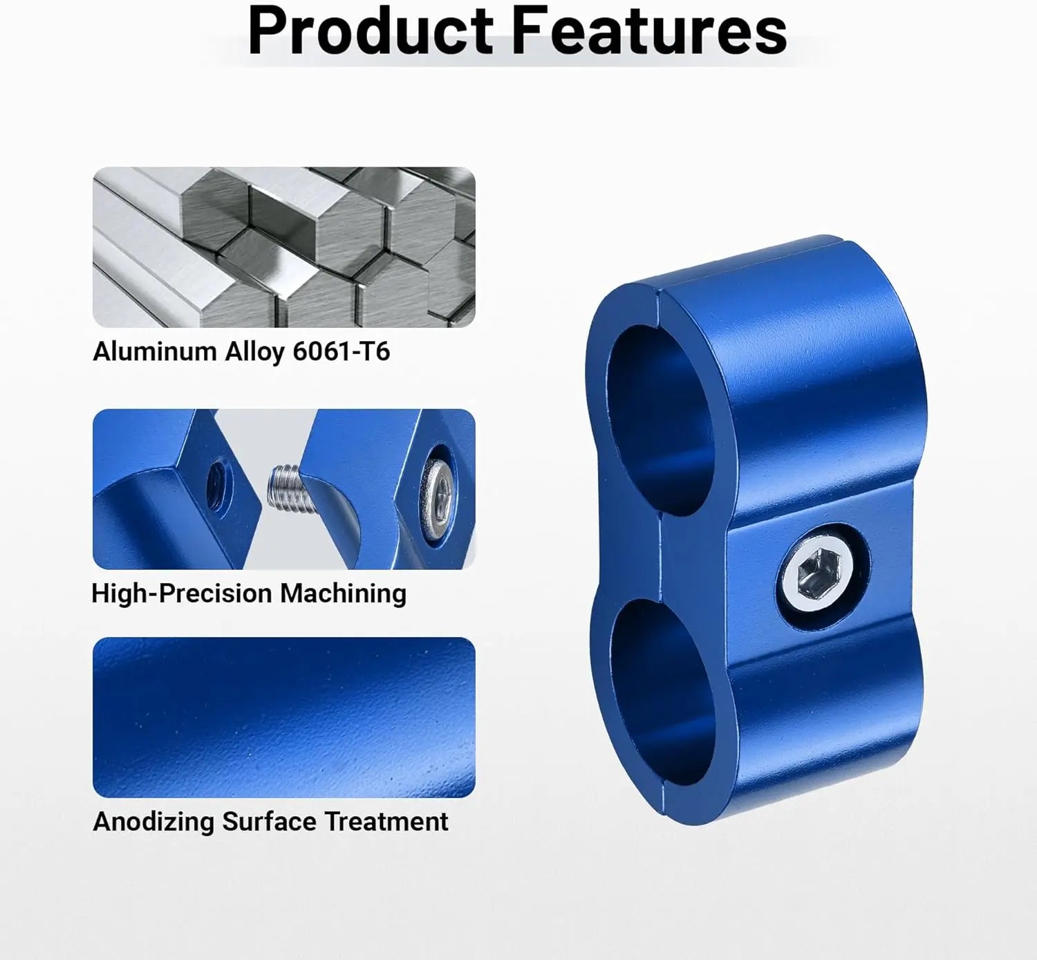 EVILENERGY EVIL ENERGY Hose Separator Clamp, Fuel Line Mounting Clamp Aluminum 4PCS (Blue, 4AN)