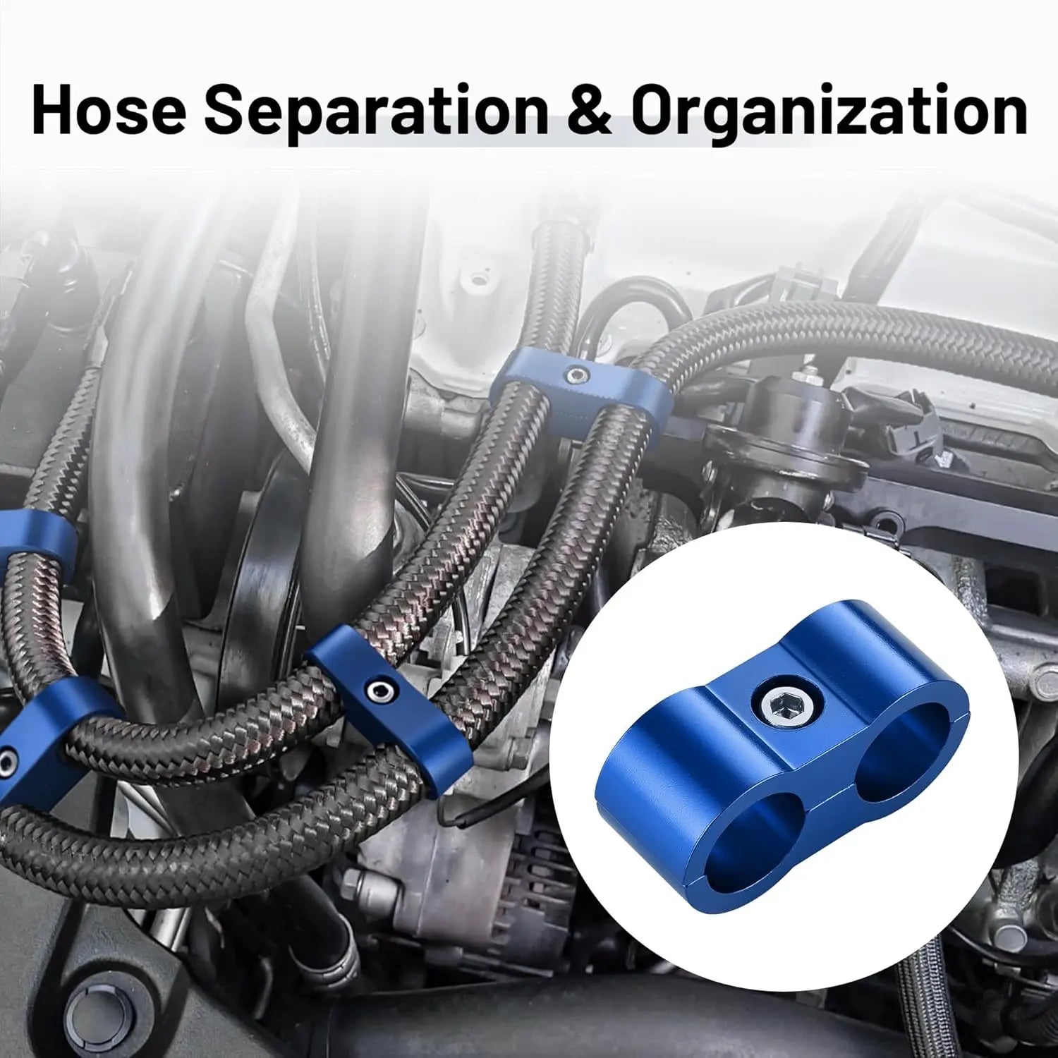 EVILENERGY EVIL ENERGY Hose Separator Clamp, Fuel Line Mounting Clamp Aluminum 4PCS (Blue, 4AN)