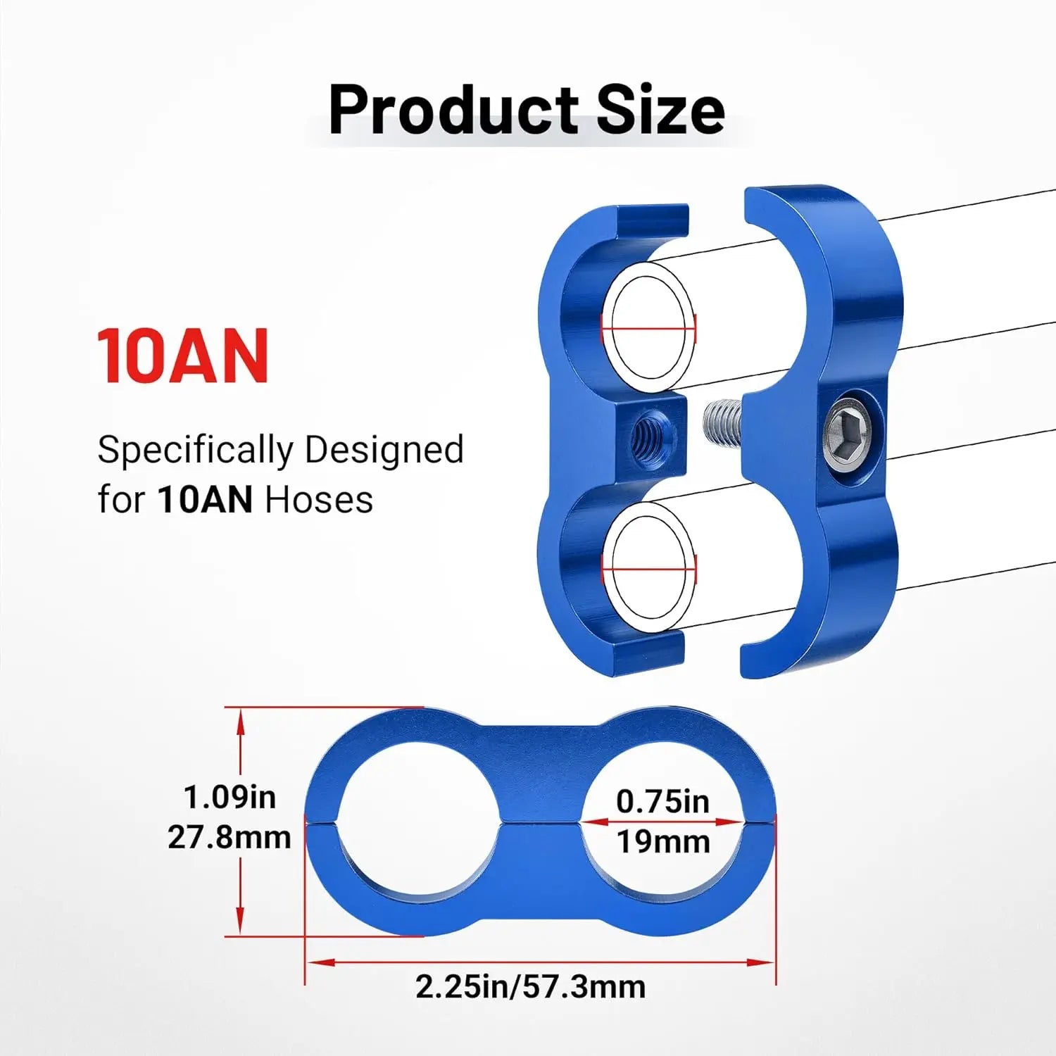 EVILENERGY EVIL ENERGY Hose Separator Clamp, Fuel Line Mounting Clamp Aluminum 4PCS (Blue, 4AN)