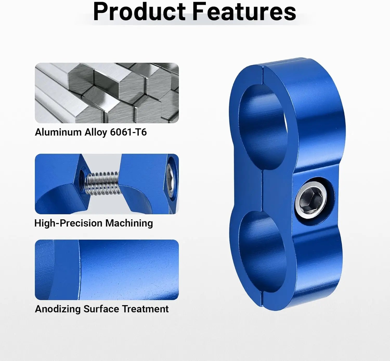 EVILENERGY EVIL ENERGY Hose Separator Clamp, Fuel Line Mounting Clamp Aluminum 4PCS (Blue, 4AN)