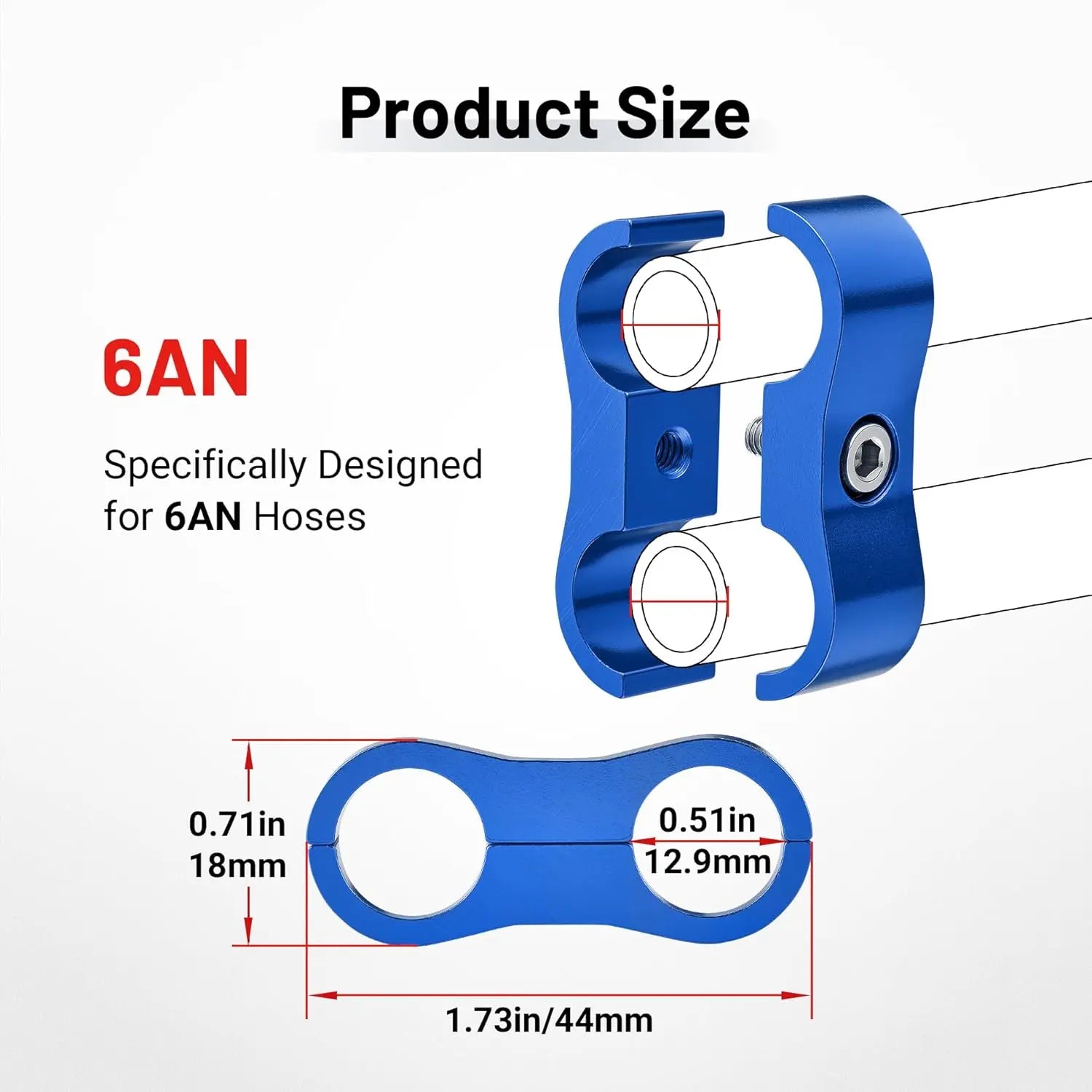 EVILENERGY EVIL ENERGY Hose Separator Clamp, Fuel Line Mounting Clamp Aluminum 4PCS (Blue, 4AN)