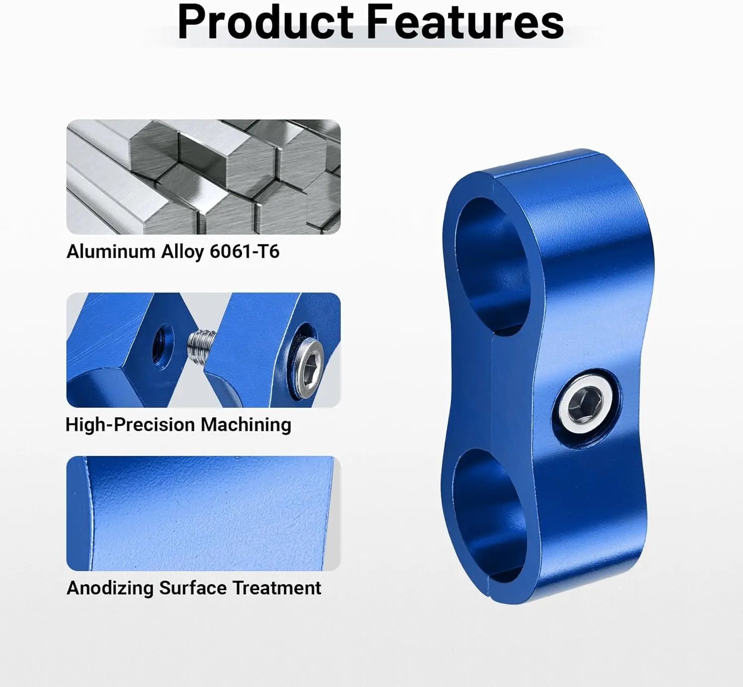 EVILENERGY EVIL ENERGY Hose Separator Clamp, Fuel Line Mounting Clamp Aluminum 4PCS (Blue, 4AN)