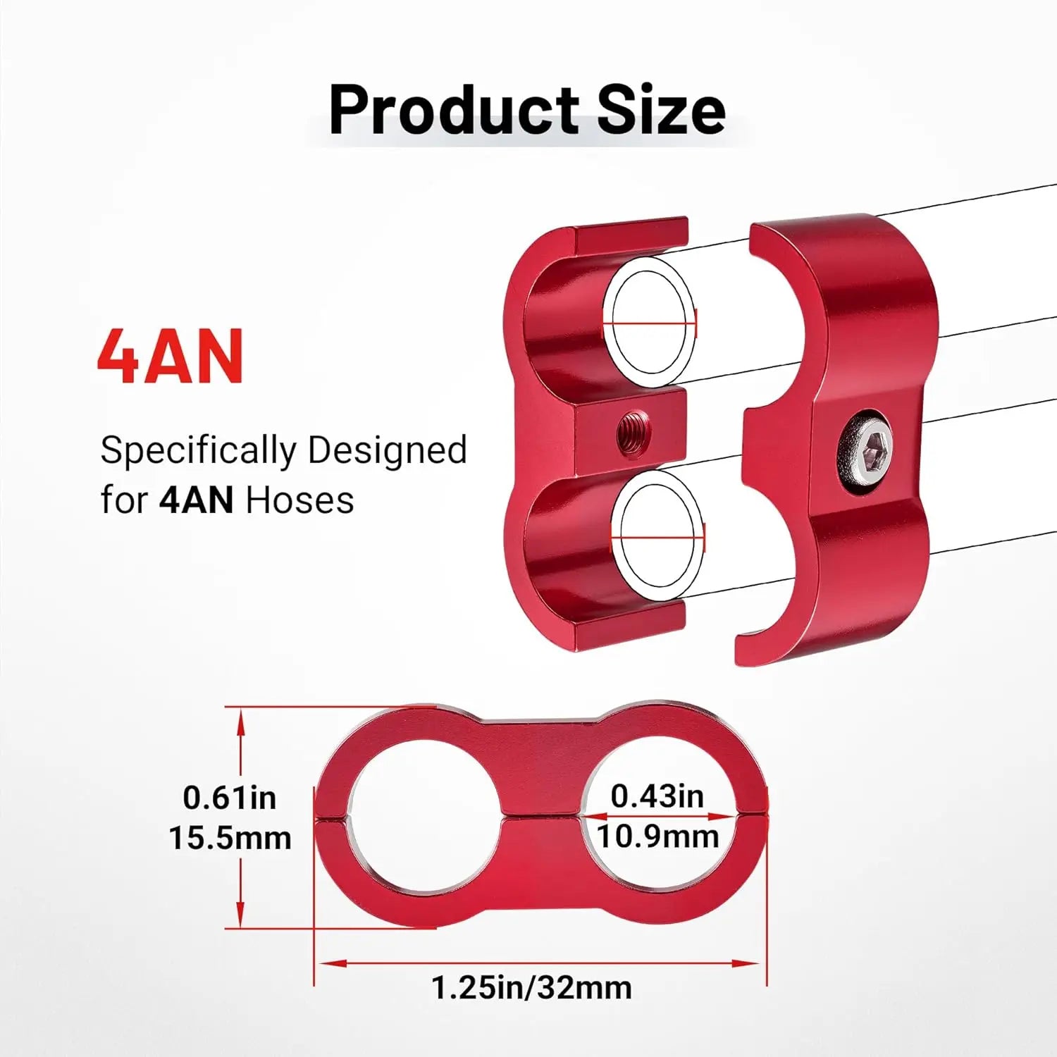 EVILENERGY EVIL ENERGY Hose Separator Clamp, Fuel Line Mounting Clamp Aluminum 4PCS (Blue, 4AN)