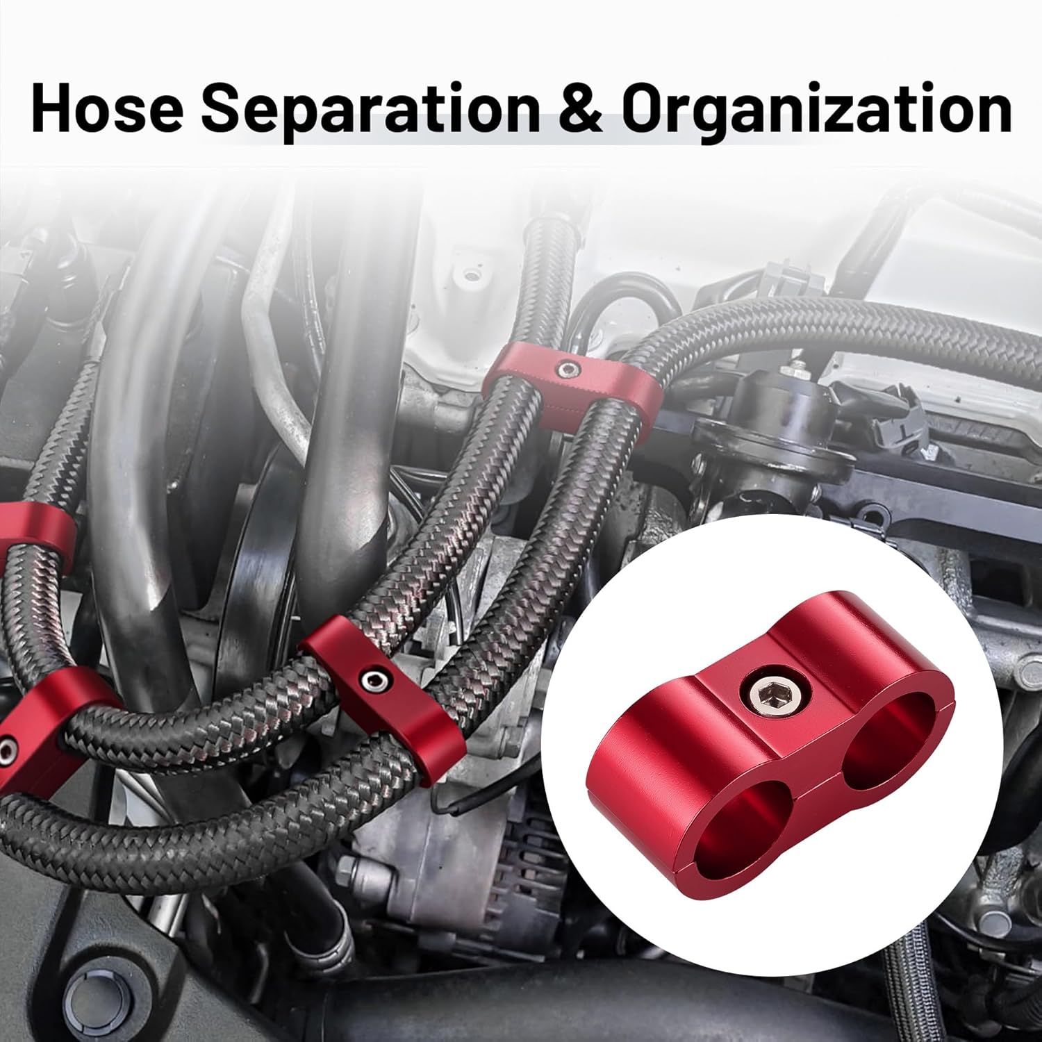 EVILENERGY EVIL ENERGY Hose Separator Clamp, Fuel Line Mounting Clamp Aluminum 4PCS (Blue, 4AN)