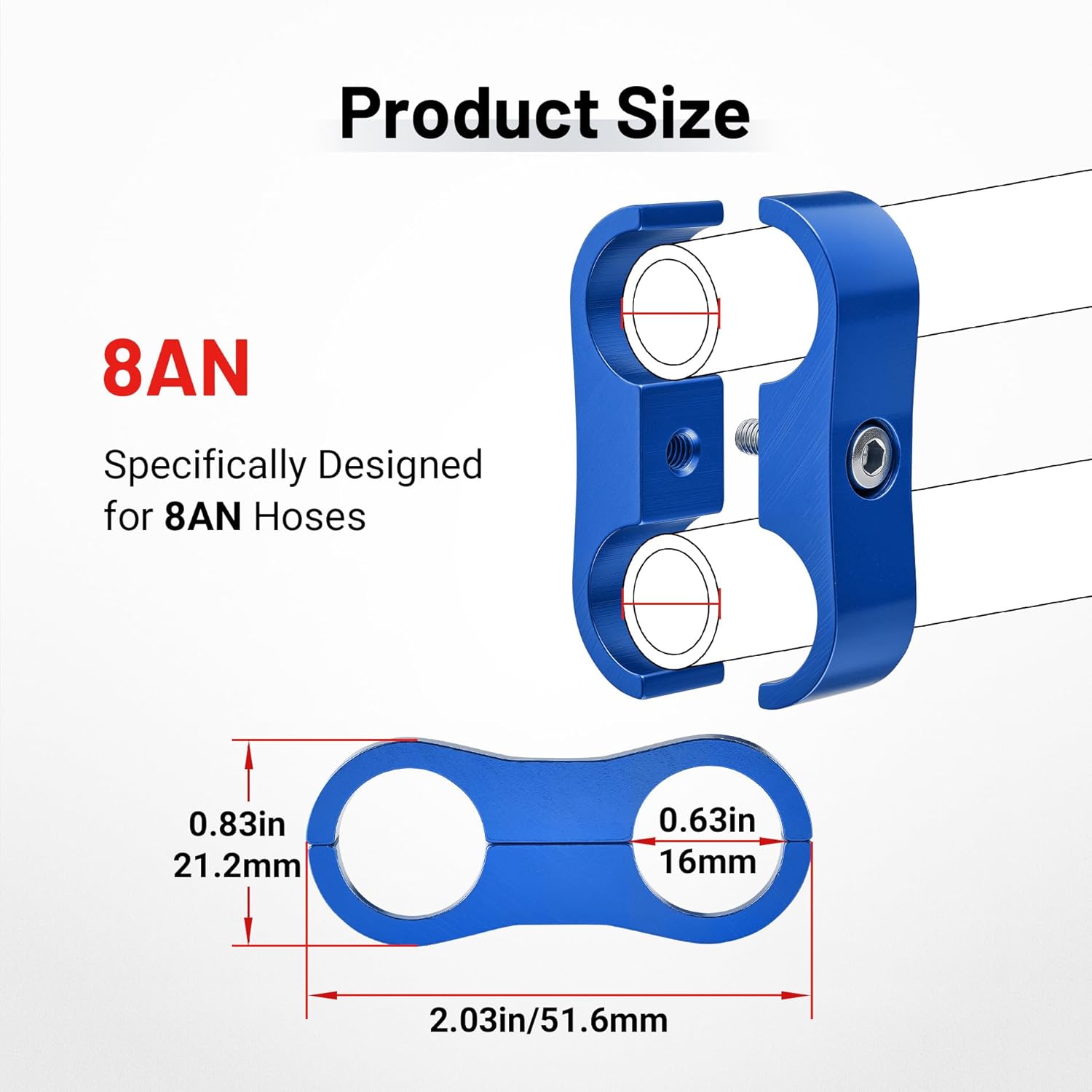 EVILENERGY EVIL ENERGY Hose Separator Clamp, Fuel Line Mounting Clamp Aluminum 4PCS (Blue, 4AN)