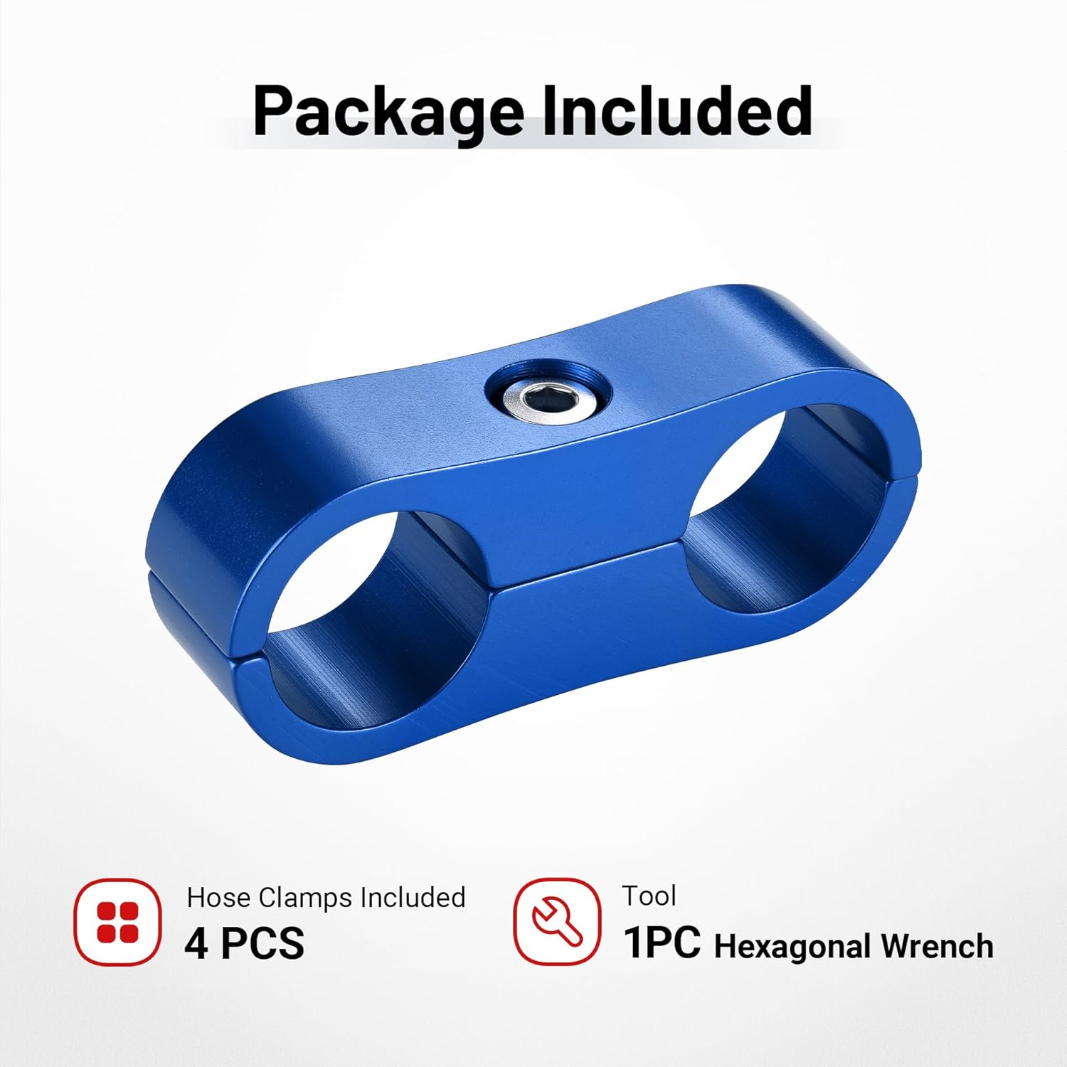 EVILENERGY EVIL ENERGY Hose Separator Clamp, Fuel Line Mounting Clamp Aluminum 4PCS (Blue, 4AN)