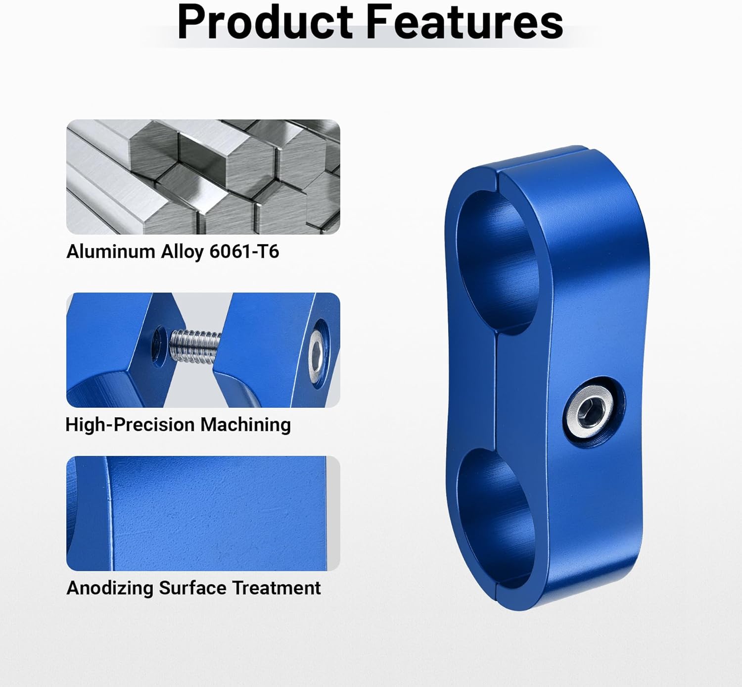 EVILENERGY EVIL ENERGY Hose Separator Clamp, Fuel Line Mounting Clamp Aluminum 4PCS (Blue, 4AN)