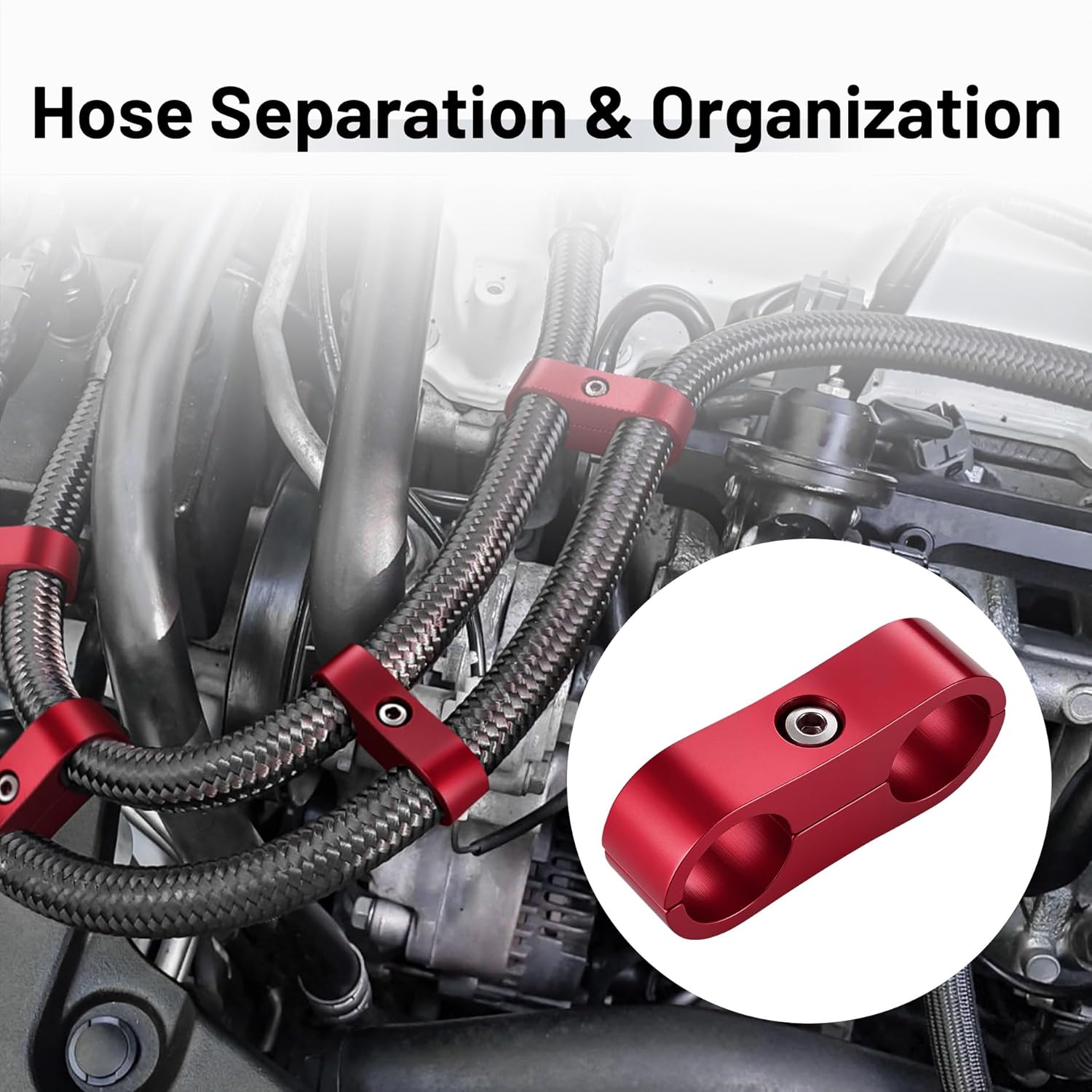 EVILENERGY EVIL ENERGY Hose Separator Clamp, Fuel Line Mounting Clamp Aluminum 4PCS (Blue, 4AN)