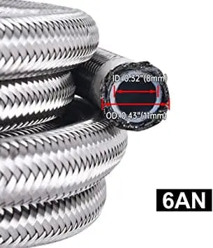 Evilenergy EVIL ENERGY 4/6/8/10AN PTFE Fuel Line Fitting Kit E85 Nylon Braided Fuel Hose 10FT
