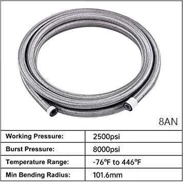 Evilenergy EVIL ENERGY 4/6/8/10AN PTFE Fuel Line Fitting Kit E85 Nylon Braided Fuel Hose 10FT