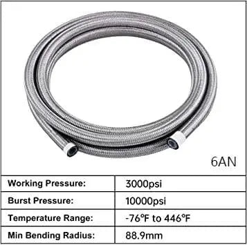 Evilenergy EVIL ENERGY 4/6/8/10AN PTFE Fuel Line Fitting Kit E85 Nylon Braided Fuel Hose 10FT