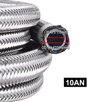 Evilenergy EVIL ENERGY 4/6/8/10AN PTFE Fuel Line Fitting Kit E85 Nylon Braided Fuel Hose 10FT