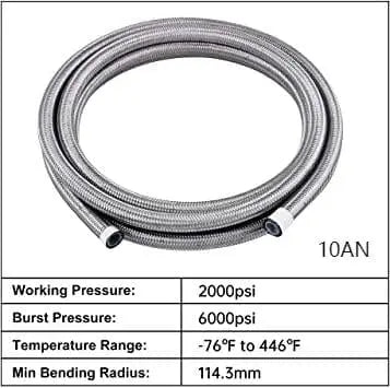 Evilenergy EVIL ENERGY 4/6/8/10AN PTFE Fuel Line Fitting Kit E85 Nylon Braided Fuel Hose 10FT