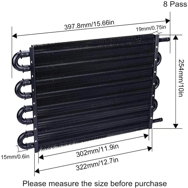 [8 pass,Black]Evilenergy EVIL ENERGY 4/6/8 Pass Tube Transmission Oil Cooler Universal Kit