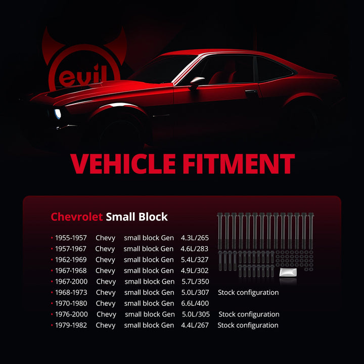 EVIL ENERGY Cylinder Head Bolt Kit Vehicle Fitment - Chevrolet Small Block Compatibility