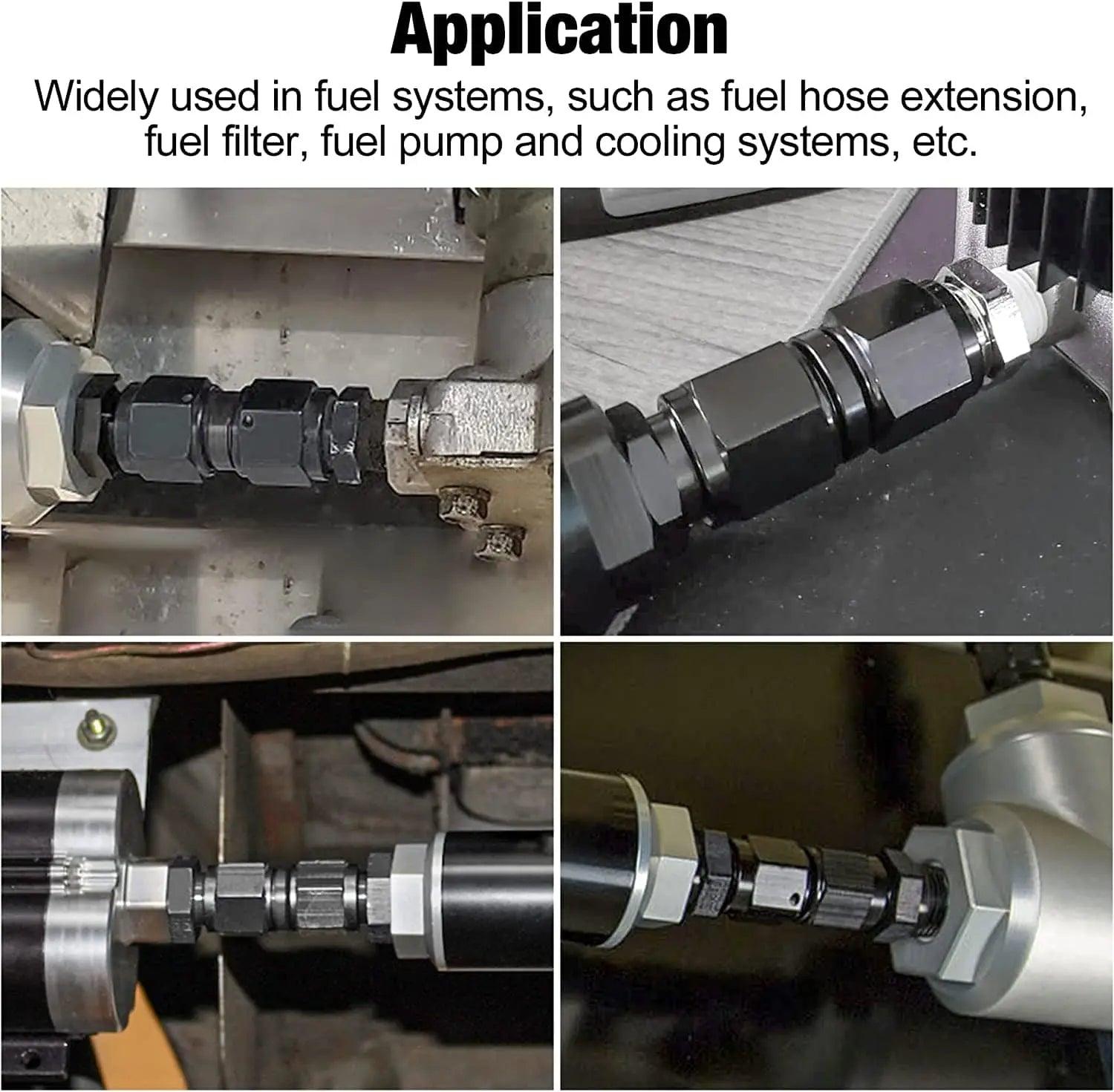 Evilenergy EVIL ENERGY 6/8/10AN Female to Female Straight Swivel Coupler Union Fitting Adapter Aluminum Black 2PCS