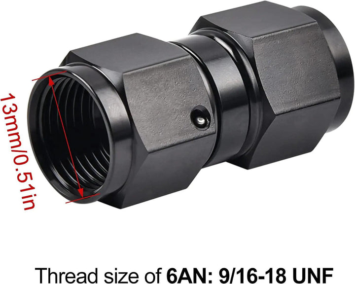 Evilenergy EVIL ENERGY 6/8/10AN Female to Female Straight Swivel Coupler Union Fitting Adapter Aluminum Black 2PCS