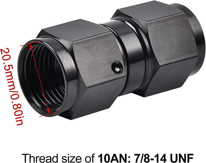 Evilenergy EVIL ENERGY 6/8/10AN Female to Female Straight Swivel Coupler Union Fitting Adapter Aluminum Black 2PCS