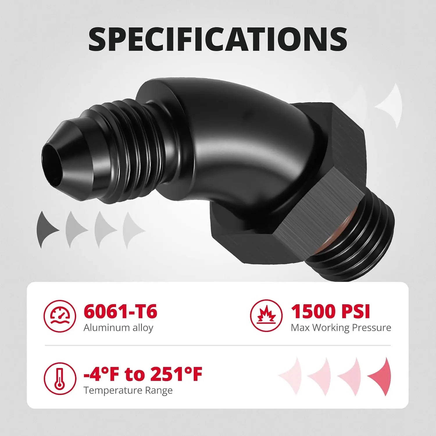 EVILENERGY EVIL ENERGY 4AN Flare to 4AN ORB Male 45 Degree Full Flow Fitting Adapter Aluminum Black