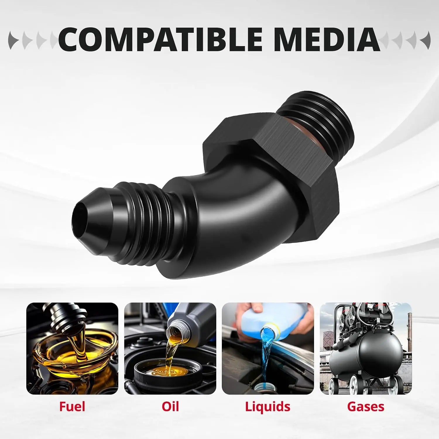 EVILENERGY EVIL ENERGY 4AN Flare to 4AN ORB Male 45 Degree Full Flow Fitting Adapter Aluminum Black