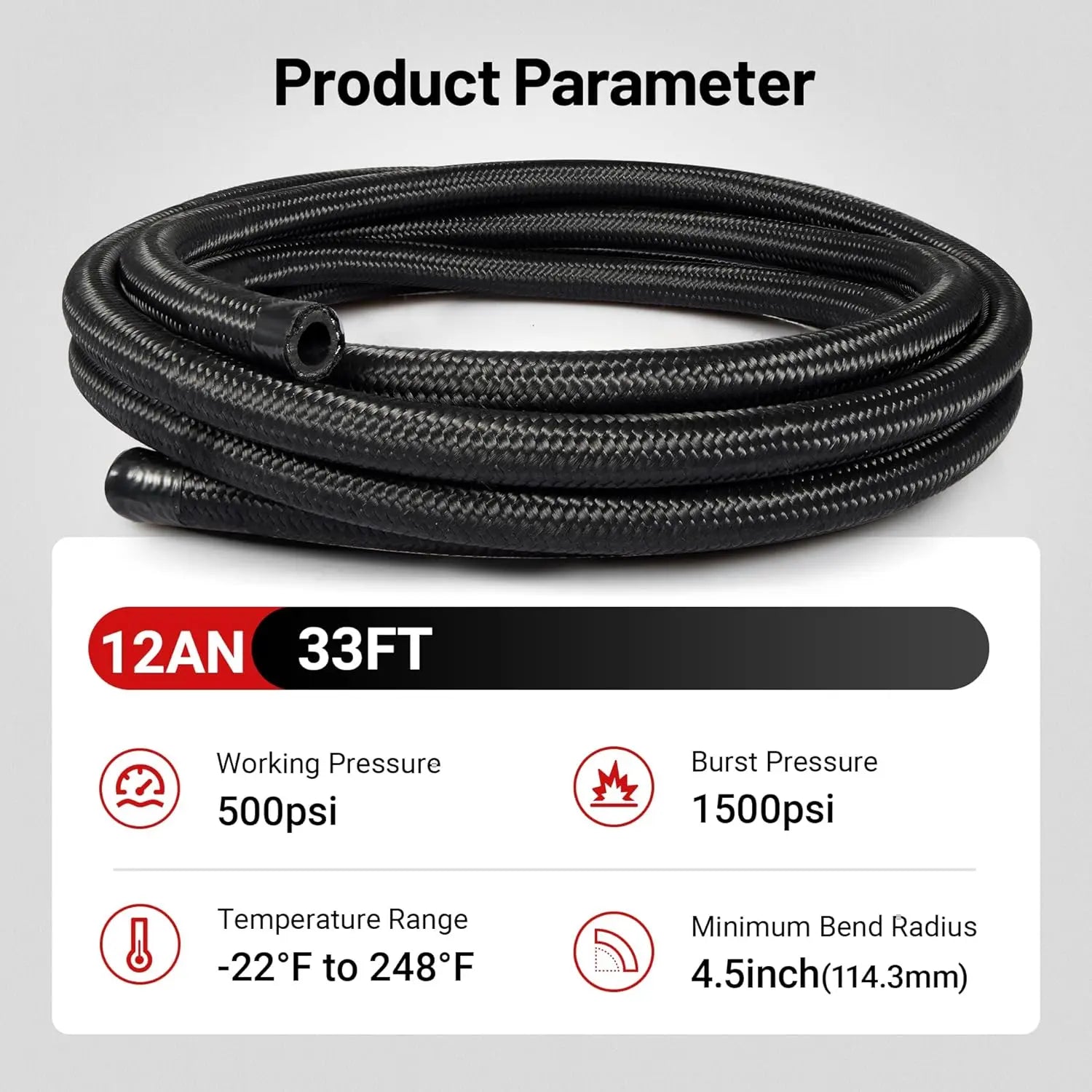 EVILENERGY EVIL ENERGY 12AN Fuel Line Kit 33FT, 12AN Nylon Braided Fuel Line Hose with 24PCS Fittings Kit CPE Fuel Hose[12AN]