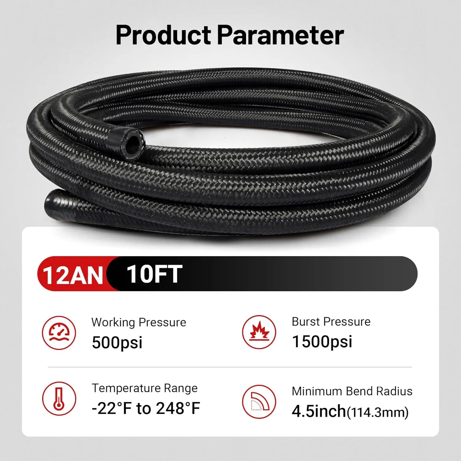 EVILENERGY EVIL ENERGY 6AN Fuel Line Kit, 12AN Hose Braided Fuel Line Hose Fitting Kit CPE Fuel Hose 10FT[12AN]