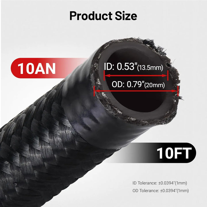 EVILENERGY EVIL ENERGY 6AN Fuel Line Kit, 10AN Hose Braided Fuel Line Hose Fitting Kit CPE Fuel Hose 10FT[10AN]