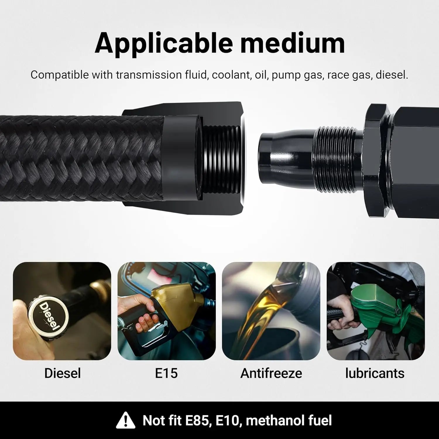 EVILENERGY EVIL ENERGY 4AN Fuel Line Kit, 4AN Hose Kit 16FT Nylon Braided Fuel Line Hose Fitting Kit CPE Fuel Hose
