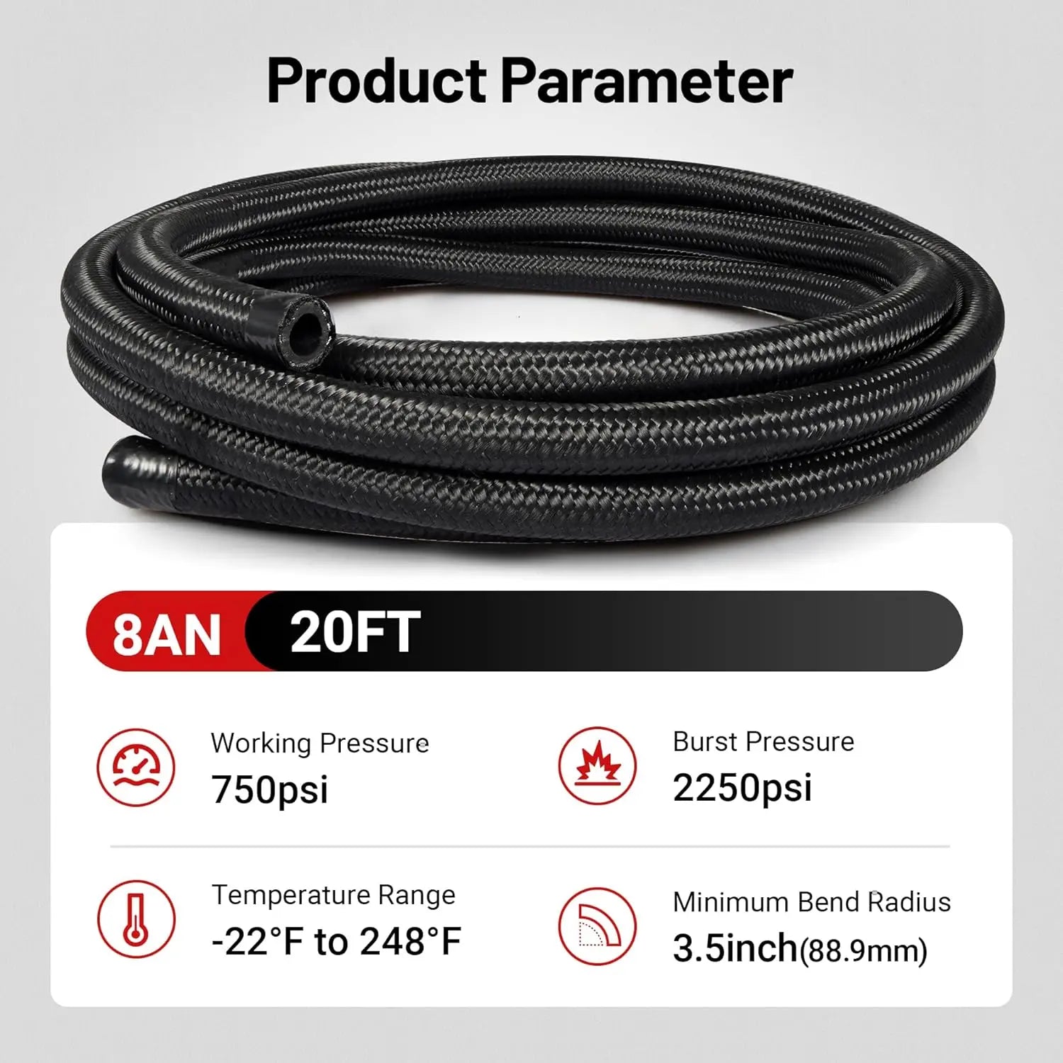 EVILENERGY EVIL ENERGY 4AN Fuel Line Kit, 4AN Nylon Braided Fuel Line Hose with 24PCS Fittings Kit CPE Fuel Hose 20FT[8AN]