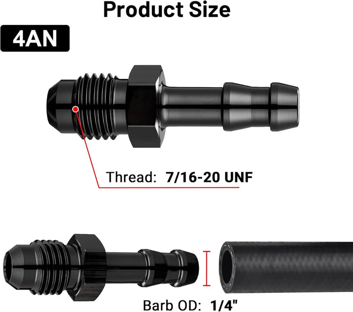 EVILENERGY EVIL ENERGY 4AN Male to 1/4" Barb Push on Fitting Adapter Aluminum [4AN Male to 1/4" Barb]