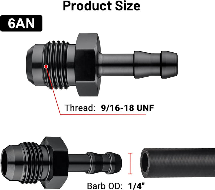 EVILENERGY EVIL ENERGY 4AN Male to 1/4" Barb Push on Fitting Adapter Aluminum[6AN Male to 1/4" Barb]