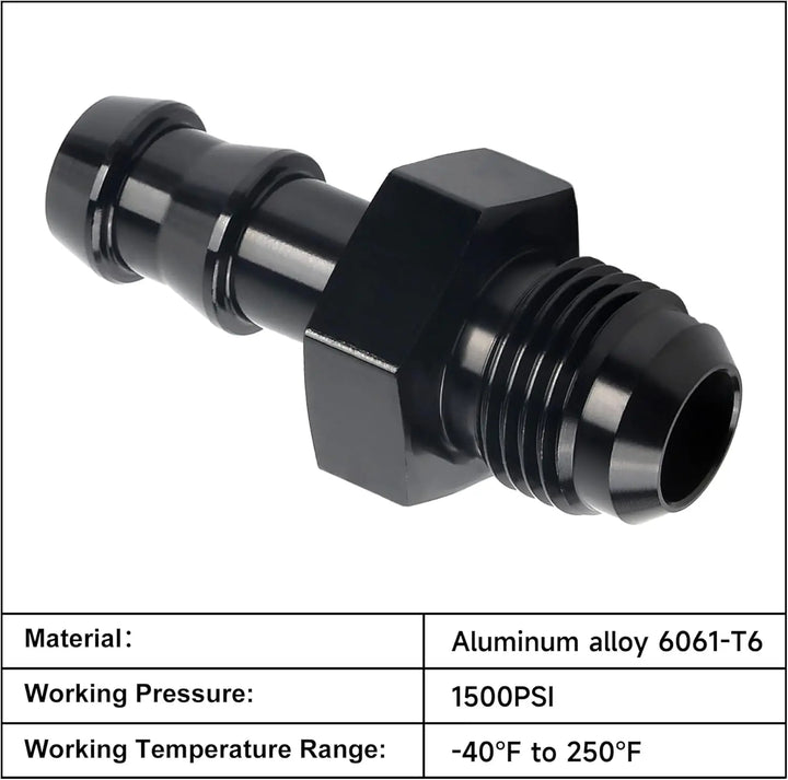 EVILENERGY EVIL ENERGY 4AN Male to 1/4" Barb Push on Fitting Adapter Aluminum[6AN Male to 3/8" Barb]
